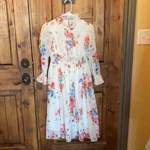 White Floral Long Dress Size 11-12